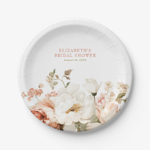 Assiettes En Carton Poussiéreuse Rose Botanique Florale Terreuse Fête