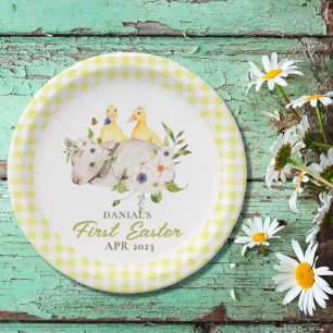 Assiettes En Carton Poussins Plaid Petit Agneau Ma première Pâques