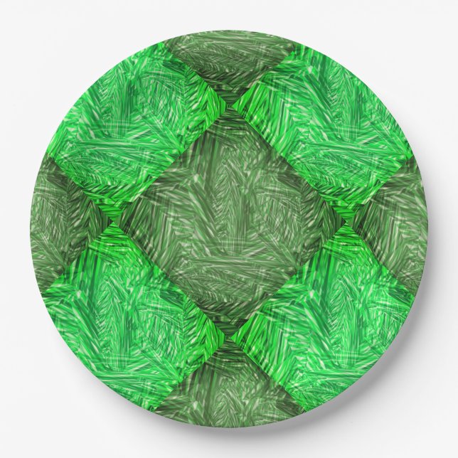Assiettes En Carton Prato verde falsa grama ou folhas de coqueiro (Devant)