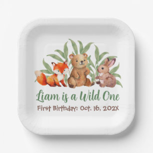 Assiettes En Carton Premier anniversaire animaux de la forêt de Wild O