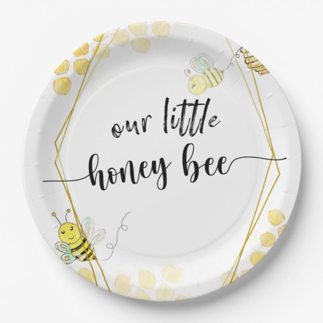 ASSIETTES EN CARTON PREMIER ANNIVERSAIRE, BEE PARTY, BEE THEME (Devant)