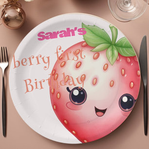 Assiettes En Carton Premier anniversaire de la mignonne Berry