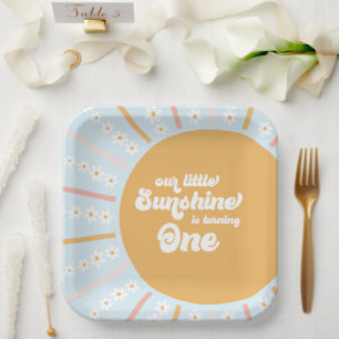 Assiettes En Carton Premier anniversaire de naissance florale de notre