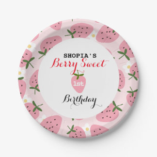 Assiettes En Carton Premier Anniversaire Délice de Fraise