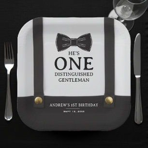 Assiettes En Carton Premier anniversaire d'un garçon distingué