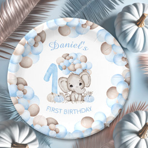 Assiettes En Carton Premier Anniversaire Joli Elephant Automne Garçon 