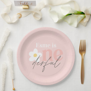 Assiettes En Carton Premier anniversaire marguerite boho rétro girly r