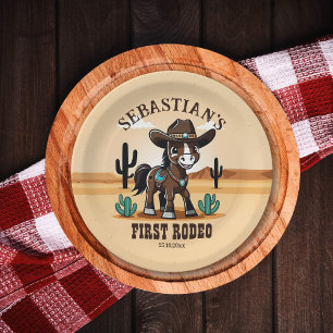 Assiettes En Carton Premier Rodeo mignon cheval cowboy fête d'annivers