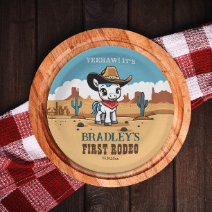 Assiettes En Carton Premier Rodeo mignon cowboy cheval d'anniversaire