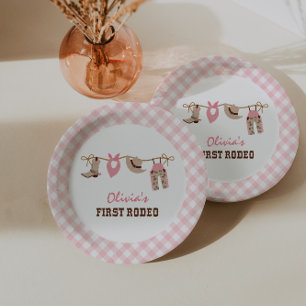 Assiettes En Carton Premier Rodéo Rose Western Cowboy 1er Anniversaire