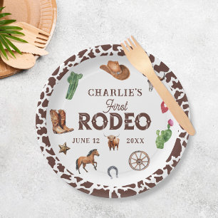 Assiettes En Carton Premier Rodeo Western Boy 1er anniversaire
