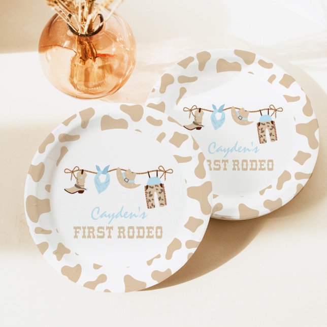 Assiettes En Carton Premier Rodéo Western Cowboy 1er Anniversaire Papi (Créateur téléchargé)