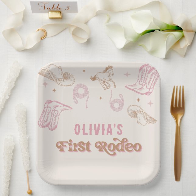 Assiettes En Carton Premier Rodéo Western Pink Cowgirl Anniversaire (Mariage)