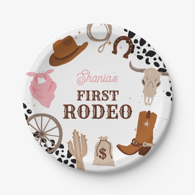 Assiettes En Carton Premier Rodéo Wild West Cowgirl Premier anniversai (Devant)