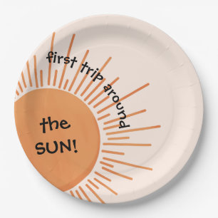 Assiettes En Carton Premier tour autour du Soleil 1er anniversaire
