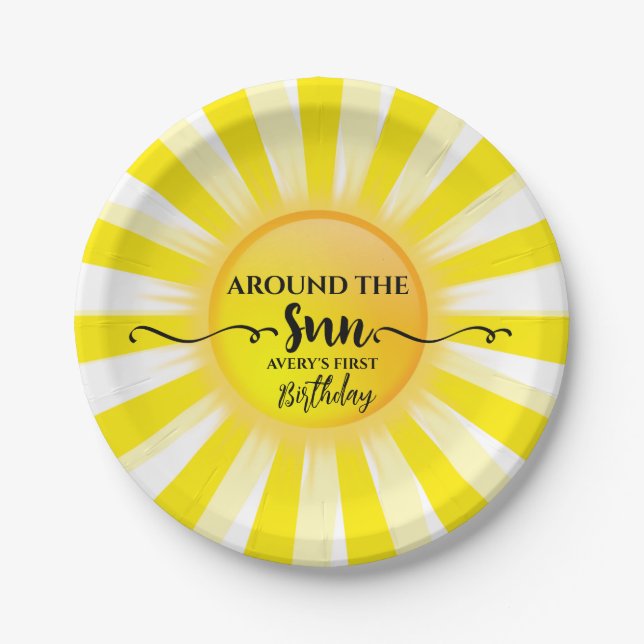 Assiettes En Carton Premier voyage autour de la fête d'été du soleil (Devant)