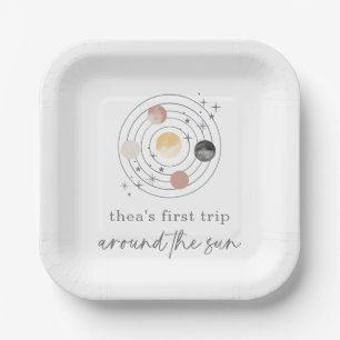 Assiettes En Carton Premier Voyage Autour De L'Espace Soleil