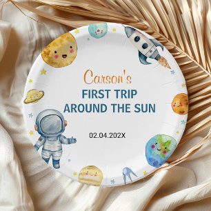 Assiettes En Carton Premier Voyage Autour Du Soleil Anniversaire