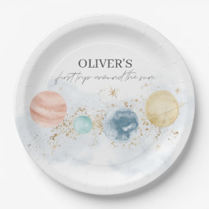Assiettes En Carton Premier Voyage Autour Du Soleil Plaques Papier Ann