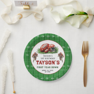 Assiettes En Carton Première année de football bas 1er anniversaire fê
