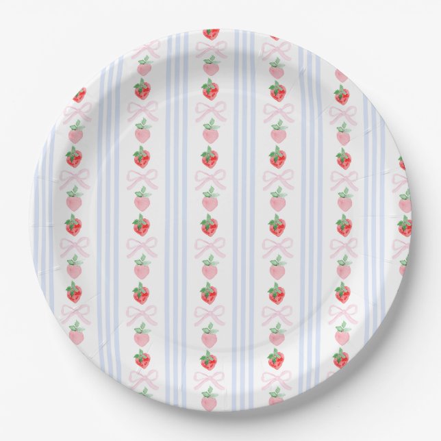 Assiettes En Carton Première aquarelle de Preppy Berry Birthday Strawb (Devant)