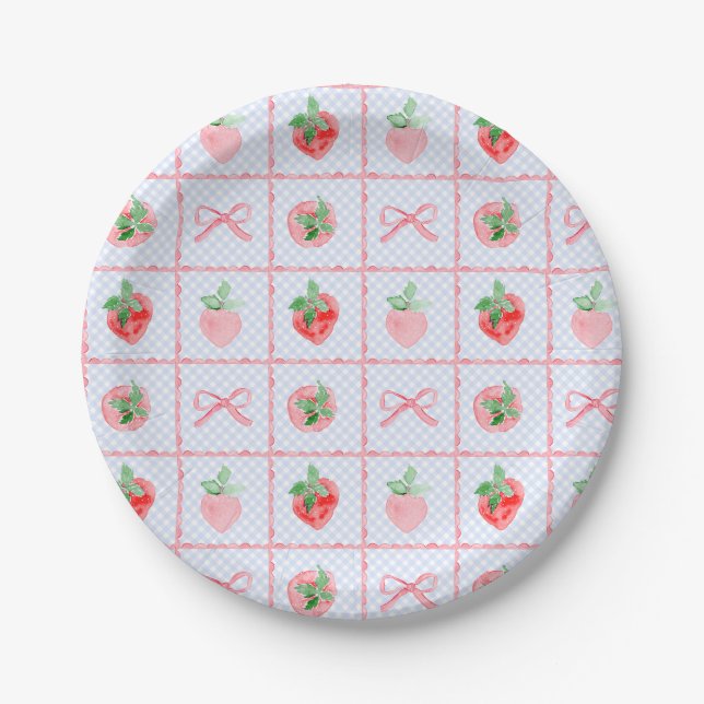 Assiettes En Carton Première aquarelle de Preppy Berry Birthday Strawb (Devant)