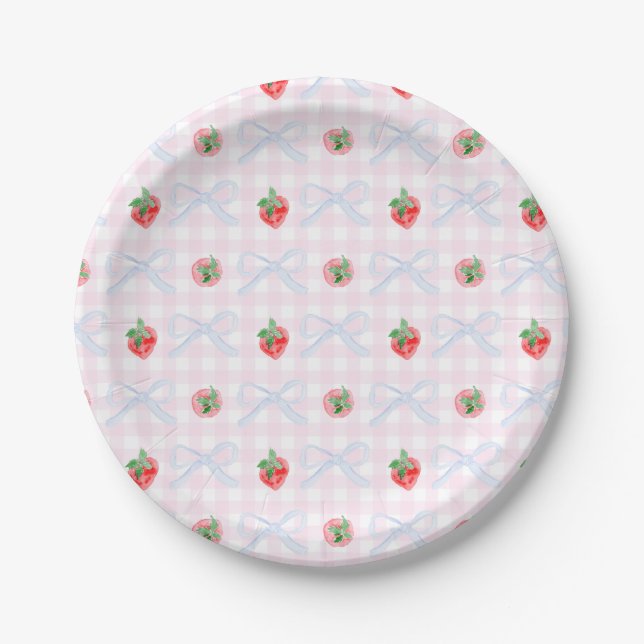 Assiettes En Carton Première aquarelle de Preppy Berry Birthday Strawb (Devant)