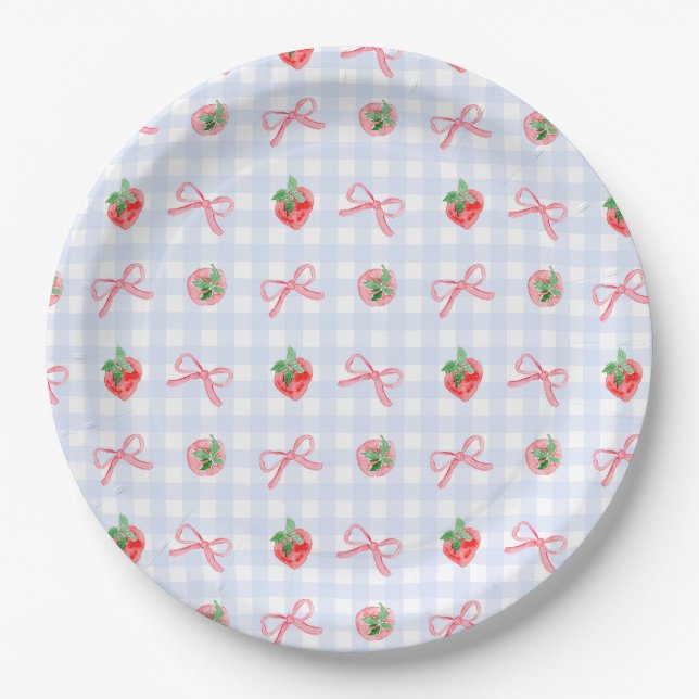 Assiettes En Carton Première aquarelle de Preppy Berry Birthday Strawb (Devant)