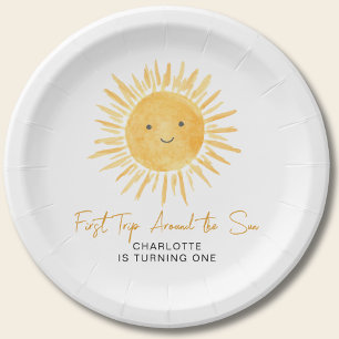 Assiettes En Carton Première Fête d'Anniversaire de Fille autour du So
