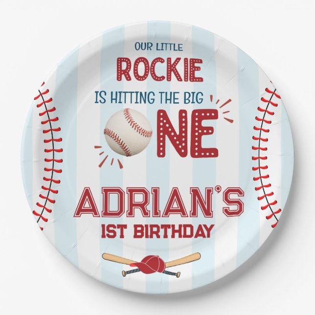 Assiettes En Carton Première fête d'anniversaire du baseball (Devant)