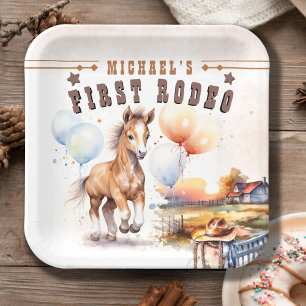 Assiettes En Carton PREMIÈRE RODÉE Wild West Cowboy 1st Birthday Boy
