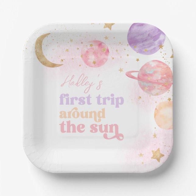 Assiettes En Carton Première visite de la fille autour des plaques de  (Recto)