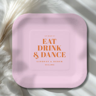 Assiettes En Carton PRÉPAREZ-VOUS À MANGER BOIRE ET DANSER ! Mariage 