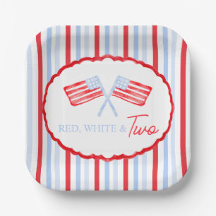 Assiettes En Carton Preppy Boys Red White & Two Patriotic Birthday