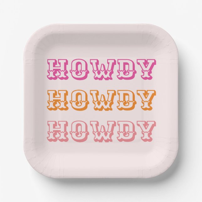 Assiettes En Carton Preppy Girly Howdy Hot Rose Orange (Recto)