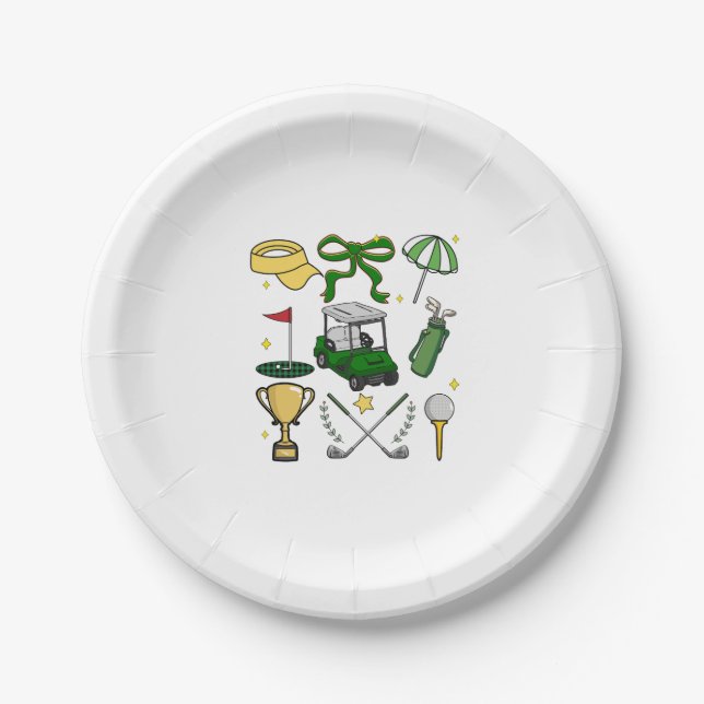 Assiettes En Carton Preppy Golf Coquette (Devant)