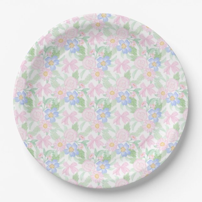 Assiettes En Carton Preppy Grandmillennial Floral (Devant)