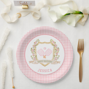 Assiettes En Carton Preppy Pickle Ball Joyeux anniversaire