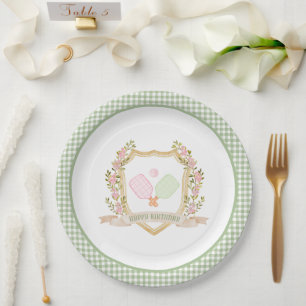 Assiettes En Carton Preppy Pickle Ball Joyeux anniversaire