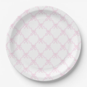 Assiettes En Carton Preppy Pink Bows Trellis Premier anniversaire Ribb
