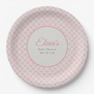 Assiettes En Carton Preppy Pink Plaid Baby Shower 