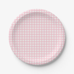 Assiettes En Carton Preppy Pink Plaid En vichy Party