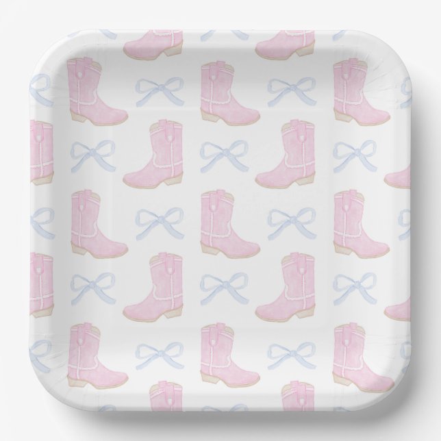 Assiettes En Carton Preppy Rodeo First Birthday Cowgirl Boots (Recto)