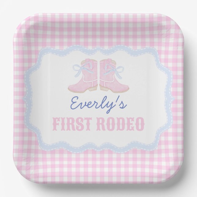 Assiettes En Carton Preppy Rodeo First Birthday Cowgirl Boots (Recto)
