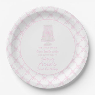 Assiettes En Carton Preppy rose Anniversaire gâteau Premier anniversai