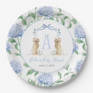 Assiettes En Carton Preppy Southern Blue Boy Baby shower Chien