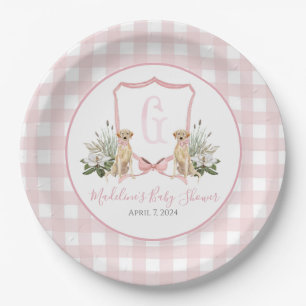 Assiettes En Carton Preppy Southern Rose Girl Baby shower chien
