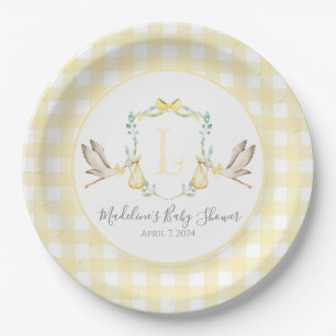 Assiettes En Carton Préppy Southern Yellow Stork Baby shower
