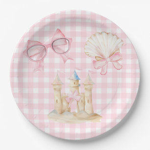 Assiettes En Carton Preppy Watercolor Beach Seashells Party