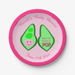 Assiettes En Carton Prêt à pop bébé fille Baby shower de pois rose Per
